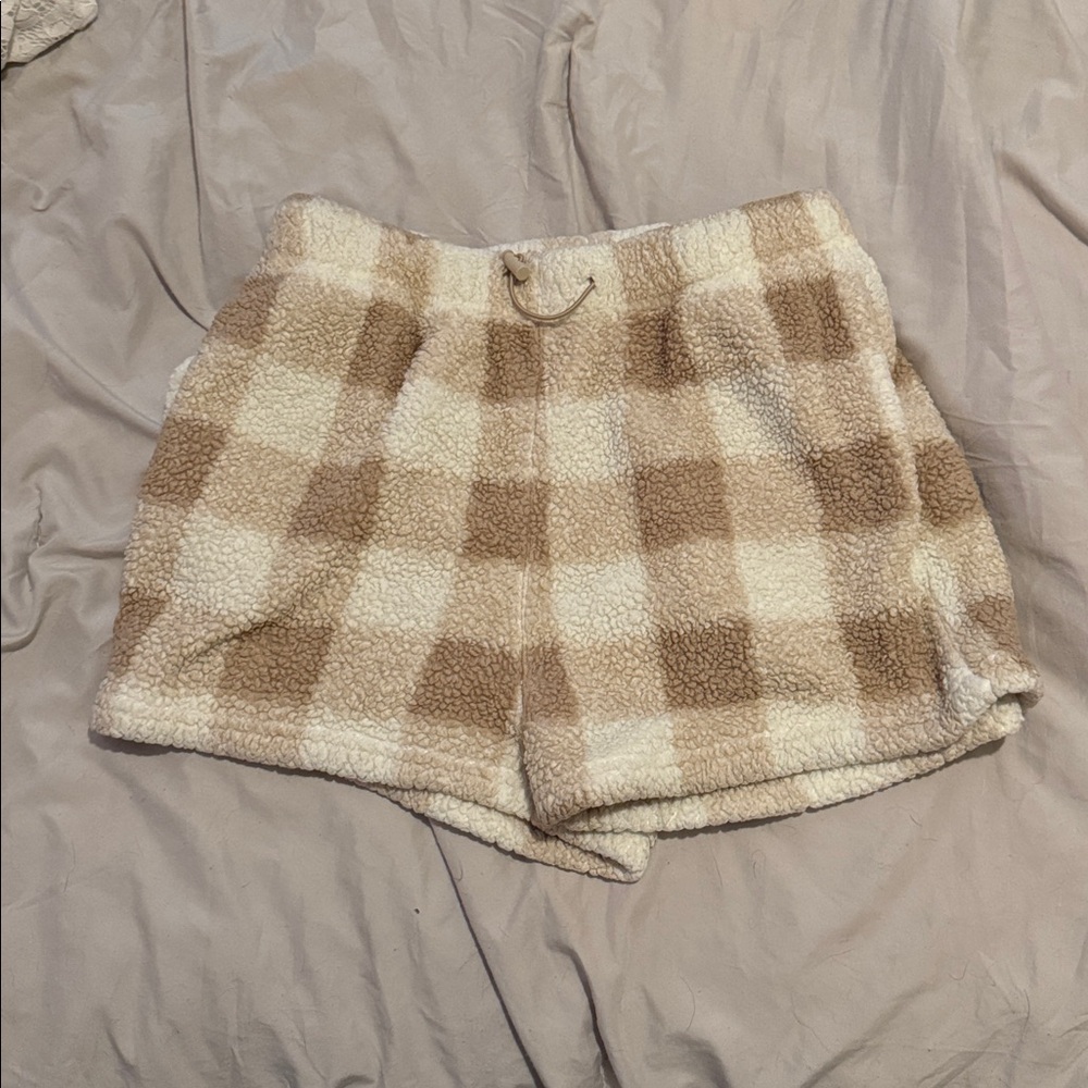 Cozy Plaid Sherpa Shorts